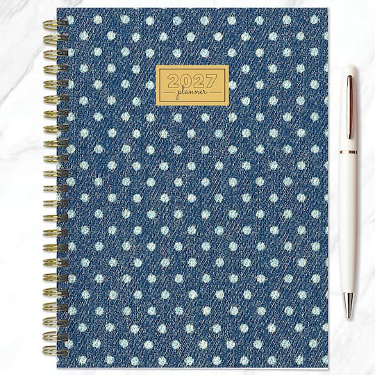 2027 Denim Dots Medium Weekly Monthly Planner